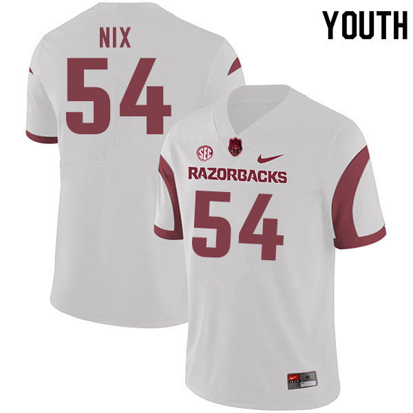 Youth #54 Austin Nix Arkansas Razorbacks College Football Jerseys Sale-White - Click Image to Close